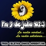 Logo da emissora Radio 9 de Julio 102.3 FM