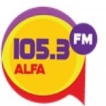 Logo da emissora Rádio Alfa 105.3 FM